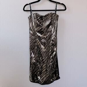 XOXO Sequin Strapless Dress - Gold and Black